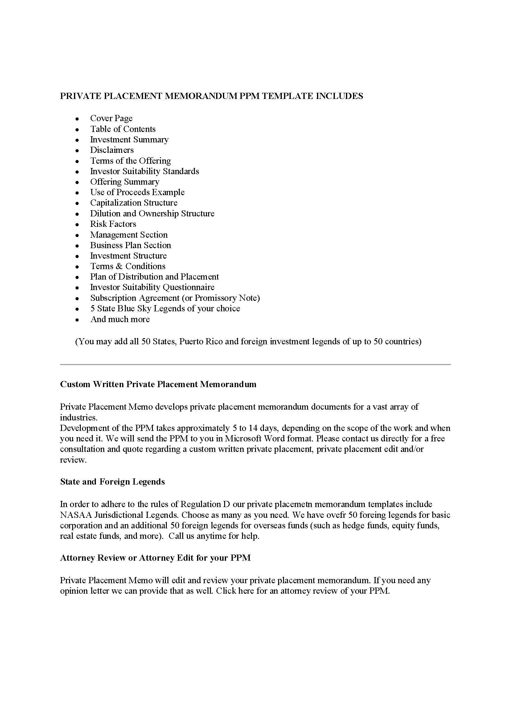 finders fee agreementprivate placement memorandum